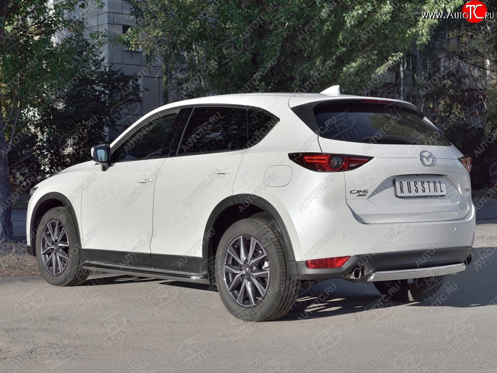 14 999 р. Защита заднего бампера (Ø75x42 мм, нержавейка) Russtal Mazda CX-5 KF (2016-2025)  с доставкой в г. Нижний Новгород