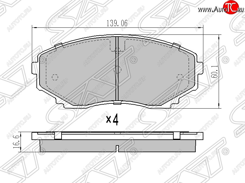 1 389 р. Колодки тормозные SAT (передние)  Mazda CX-7  ER (2006-2010), Mazda CX-9  TB (2007-2015), Mazda MPV  LY (2006-2016), Mitsubishi Pajero Sport  QE (2015-2021)  с доставкой в г. Нижний Новгород