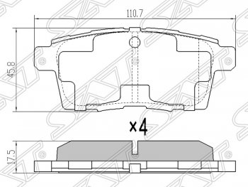 Колодки тормозные задние SAT Mazda CX-7 ER дорестайлинг (2006-2010)