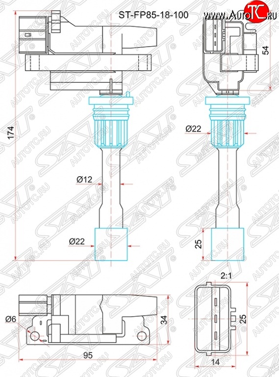 1 599 р. Катушка зажигания SAT  Mazda 323/Familia  седан - Premacy  с доставкой в г. Нижний Новгород