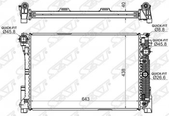 Радиатор двигателя SAT (пластинчатый, МКПП/АКПП) Mercedes-Benz C-Class W204 дорестайлинг седан (2007-2011)