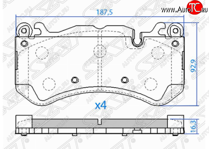 2 769 р. Комплект передних тормозных колодок SAT Mercedes-Benz GL class X166 дорестайлинг (2012-2016)  с доставкой в г. Нижний Новгород