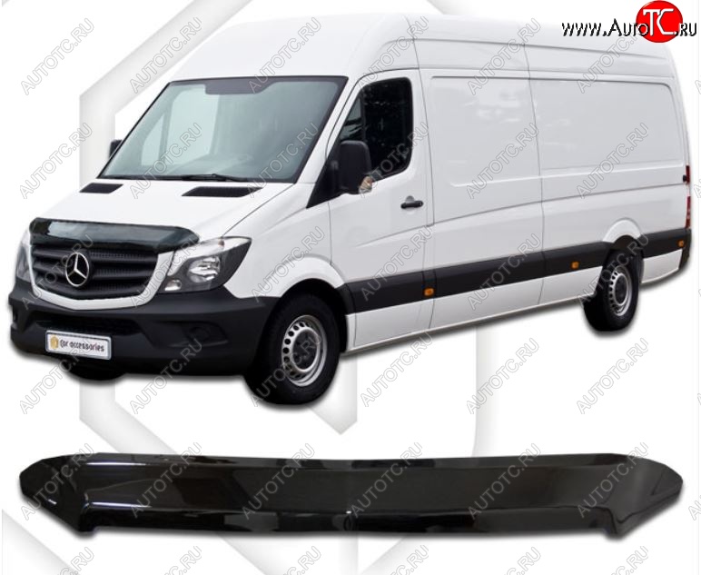 2 159 р. Дефлектор капота CA-Plastiс  Mercedes-Benz Sprinter  W906 (2014-2018) рестайлинг (Classic черный, Без надписи)  с доставкой в г. Нижний Новгород