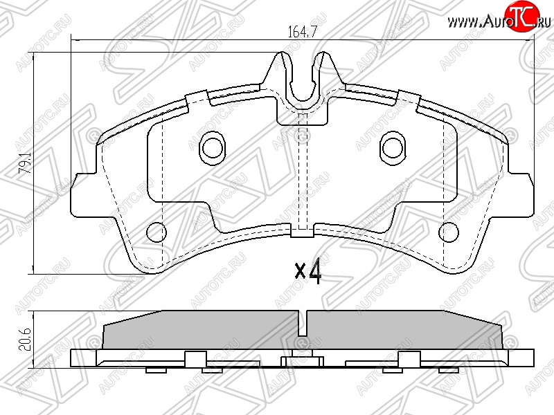 1 649 р. Колодки тормозные задние SAT Mercedes-Benz Sprinter W906 (2006-2013)  с доставкой в г. Нижний Новгород