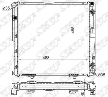 Радиатор двигателя SAT (пластинчатый, 2.0/2.2, АКПП) Mercedes-Benz (Мерседес-Бенс) E-Class (е-класс) ( W124,  S124) (1984-1996) W124, S124 седан дорестайлинг, универсал рестайлинг