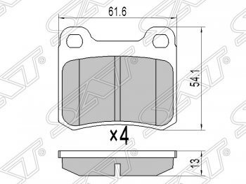 649 р. Колодки тормозные задние SAT Mercedes-Benz C-Class W202 дорестайлинг седан (1993-1997)  с доставкой в г. Нижний Новгород. Увеличить фотографию 1