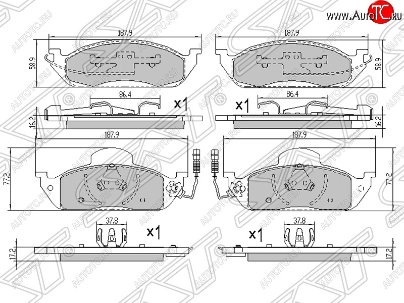 1 799 р. Колодки тормозные SAT (передние)  Mercedes-Benz ML class  W163 (1997-2001) дорестайлинг  с доставкой в г. Нижний Новгород