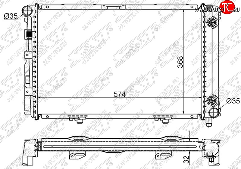 13 599 р. Радиатор двигателя (пластинчатый, 1.8/2.0/2.0D/2.2D, АКПП) SAT Mercedes-Benz C-Class W201 седан (1982-1992)  с доставкой в г. Нижний Новгород