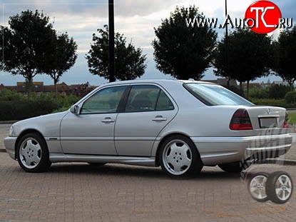 8 299 р. Пороги накладки AMG Mercedes-Benz C-Class W202 дорестайлинг седан (1993-1997) (Неокрашенные)  с доставкой в г. Нижний Новгород