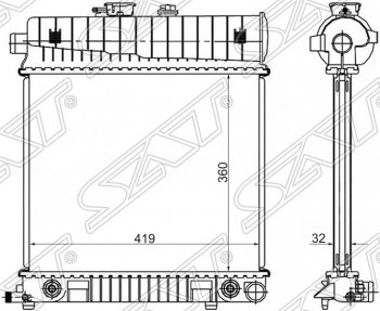 Радиатор двигателя (пластинчатый, 1.8/2.0/2.3, МКПП/АКПП) SAT Mercedes-Benz E-Class W210 дорестайлинг седан (1996-1999)