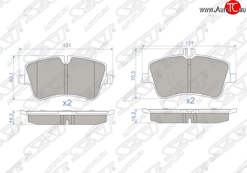 1 199 р. Колодки тормозные SAT (передние)  Mercedes-Benz C-Class  W203 (2000-2008) дорестайлинг седан, рестайлинг седан  с доставкой в г. Нижний Новгород