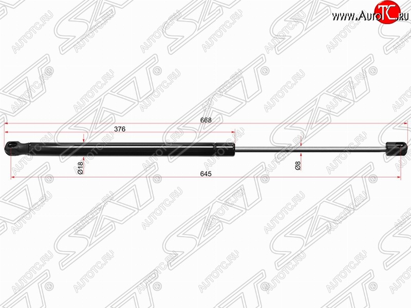 699 р. Упор капота SAT (газовый)  Mercedes-Benz C-Class  W204 (2007-2015) дорестайлинг седан, рестайлинг седан  с доставкой в г. Нижний Новгород