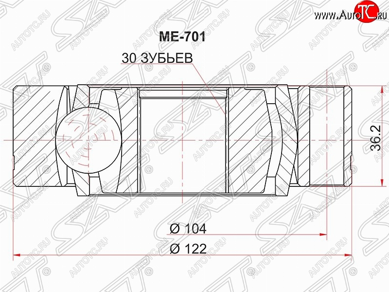 2 899 р. Шрус (внутренний) SAT (30*122 мм) Mercedes-Benz Vito W638 (1996-2003)  с доставкой в г. Нижний Новгород