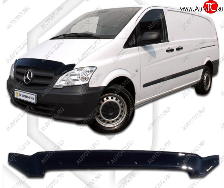 2 079 р. Дефлектор капота CA-Plastiс  Mercedes-Benz Vito  W639 (2010-2014) рестайлинг (Classic черный, Без надписи)  с доставкой в г. Нижний Новгород