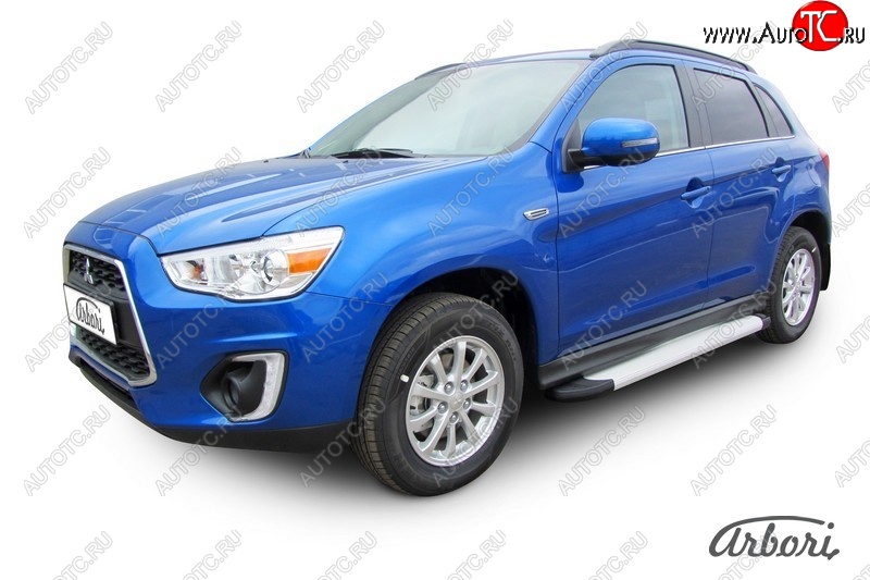 10 979 р. Порожки для ног Arbori Optima Silver Mitsubishi ASX 1-ый рестайлинг (2013-2016)  с доставкой в г. Нижний Новгород