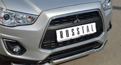 15 749 р. Защита переднего бампера (2 трубыØ63 и 42 мм, нержавейка) SLITKOFF  Mitsubishi ASX (2013-2016) 1-ый рестайлинг  с доставкой в г. Нижний Новгород. Увеличить фотографию 2