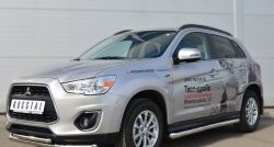 14 849 р. Защита порогов из круглой трубы диаметром 63 мм Russtal Mitsubishi ASX 1-ый рестайлинг (2013-2016) (Защита порогов с со скосами на торцах (вариант 1))  с доставкой в г. Нижний Новгород. Увеличить фотографию 4