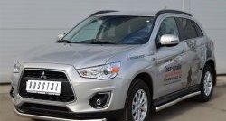 14 849 р. Защита порогов из круглой трубы диаметром 63 мм Russtal Mitsubishi ASX 1-ый рестайлинг (2013-2016) (Защита порогов с со скосами на торцах (вариант 1))  с доставкой в г. Нижний Новгород. Увеличить фотографию 11