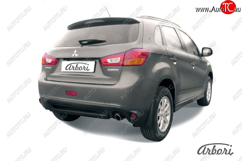 5 219 р. Защита заднего бампера Arbori (короткая, черная, 1 труба d57 mm). Mitsubishi ASX 1-ый рестайлинг (2013-2016)  с доставкой в г. Нижний Новгород