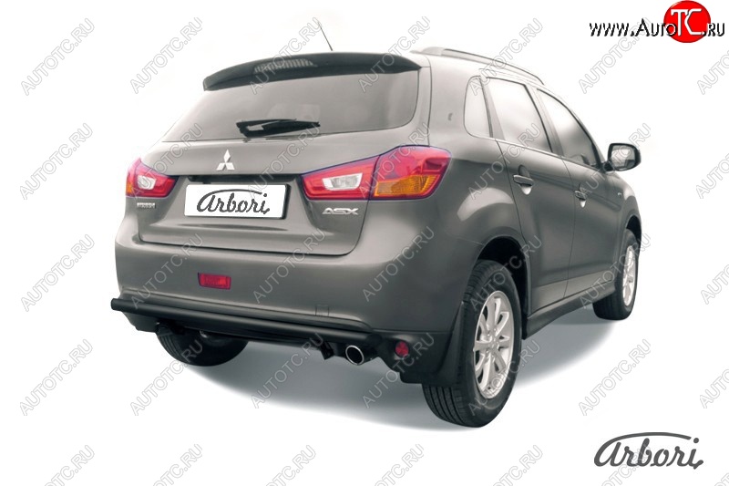 6 029 р. Защита заднего бампера Arbori (черная, 1 труба d57 mm). Mitsubishi ASX 1-ый рестайлинг (2013-2016)  с доставкой в г. Нижний Новгород