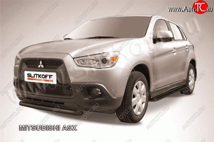 11 299 р. Защита переднего бампера из труб d57 Slitkoff  Mitsubishi ASX (2010-2012) дорестайлинг (Цвет: серебристый)  с доставкой в г. Нижний Новгород