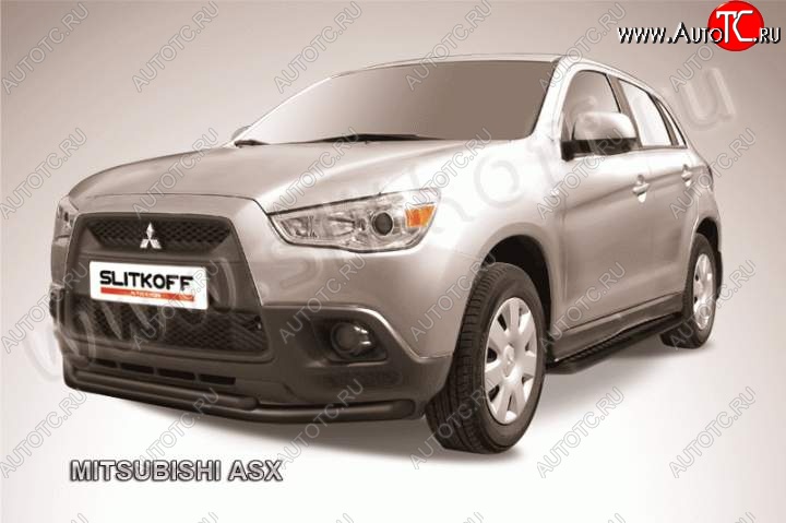 10 499 р. Защита переднего бампера из труб d57/d42 Slitkoff  Mitsubishi ASX (2010-2012) дорестайлинг (Цвет: серебристый)  с доставкой в г. Нижний Новгород