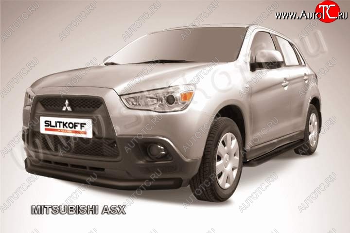 10 399 р. Защита переднего бампера из трубы d76 Slitkoff  Mitsubishi ASX (2010-2012) дорестайлинг (Цвет: серебристый)  с доставкой в г. Нижний Новгород