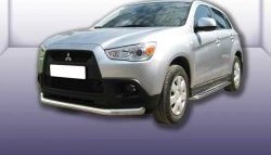 Одинарная защита переднего бампера диаметром 76 мм Slitkoff Mitsubishi (Митсубиси) ASX (АСХ) (2010-2012) дорестайлинг