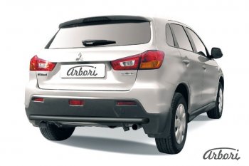 Защита заднего бампера Arbori (черная, 1 труба d57 mm). Mitsubishi ASX дорестайлинг (2010-2012)