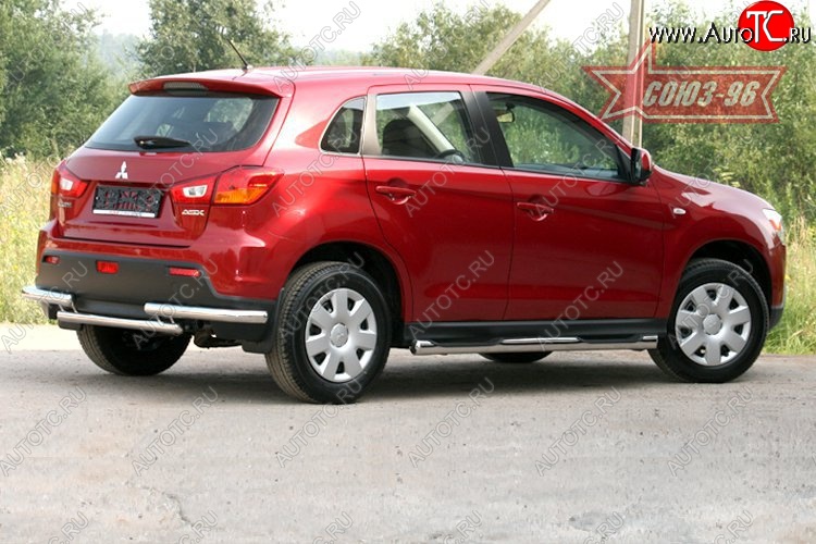 10 799 р. Защита заднего бампера Souz-96 (d60) Mitsubishi ASX дорестайлинг (2010-2012)  с доставкой в г. Нижний Новгород