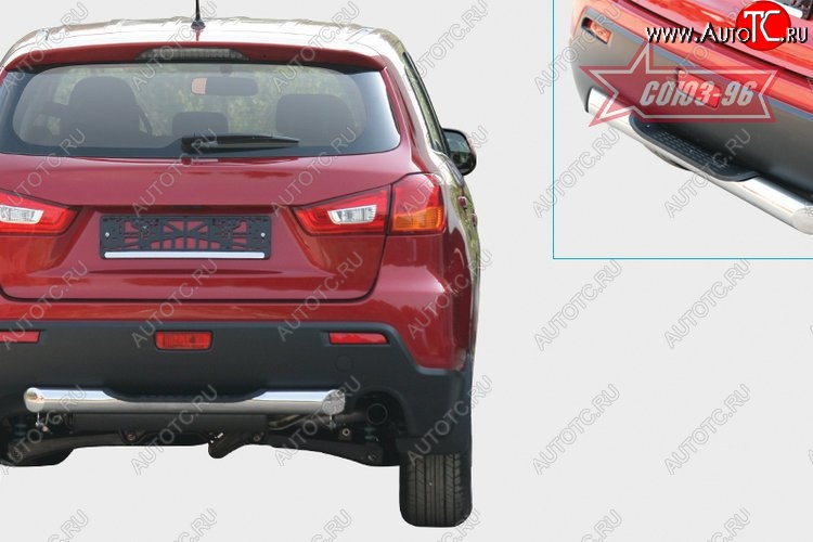 8 639 р. Защита заднего бампера с ступенью (d76) Souz-96 Mitsubishi ASX дорестайлинг (2010-2012)  с доставкой в г. Нижний Новгород