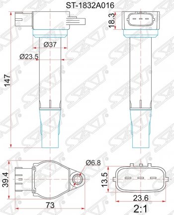 Катушка зажигания SAT Mitsubishi Lancer 10 CY седан дорестайлинг (2007-2010)