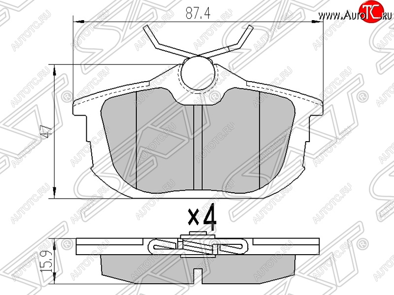 1 069 р. Колодки тормозные SAT (задние) Mitsubishi Carisma (1996-1999)  с доставкой в г. Нижний Новгород