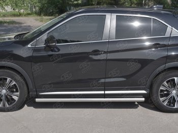 14 849 р. Пороги труба d63 Russtal Mitsubishi Eclipse Cross GK дорестайлинг (2017-2021) (Скошенные края)  с доставкой в г. Нижний Новгород. Увеличить фотографию 2