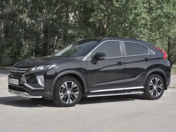 13 199 р. Защита переднего бампера (Ø42 мм, нержавейка) SLITKOFF  Mitsubishi Eclipse Cross  GK (2017-2021) дорестайлинг  с доставкой в г. Нижний Новгород. Увеличить фотографию 2