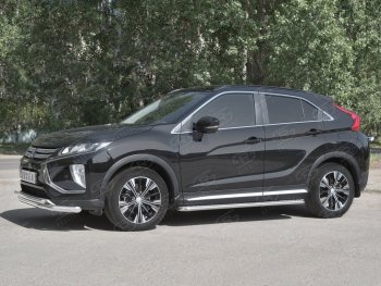 18 449 р. Защита переднего бампера (2 трубы Ø63 и 42 мм, нержавейка) SLITKOFF Mitsubishi Eclipse Cross GK дорестайлинг (2017-2021)  с доставкой в г. Нижний Новгород. Увеличить фотографию 2