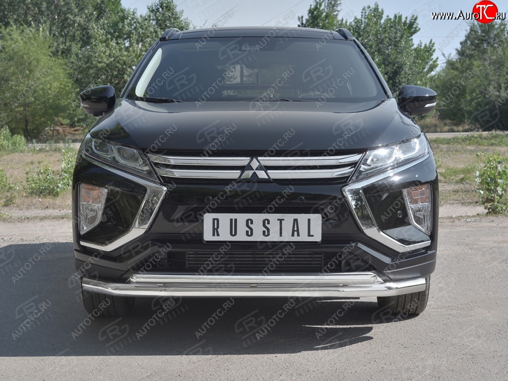 18 449 р. Защита переднего бампера (2 трубы Ø63 и 42 мм, нержавейка) SLITKOFF Mitsubishi Eclipse Cross GK дорестайлинг (2017-2021)  с доставкой в г. Нижний Новгород