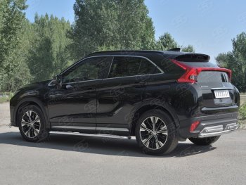 16 699 р. Защита заднего бампера (2 трубы Ø63 и 42 мм, нержавейка) SLITKOFF  Mitsubishi Eclipse Cross  GK (2017-2021) дорестайлинг  с доставкой в г. Нижний Новгород. Увеличить фотографию 2