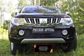 1 689 р. Защитная сетка решетки переднего бампера (шагрень) РА  Mitsubishi L200  5 KK,KL (2015-2019) дорестайлинг  с доставкой в г. Нижний Новгород. Увеличить фотографию 3