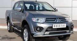 15 799 р. Защита переднего бампера (2 трубыØ63 и 42 мм, нержавейка) SLITKOFF  Mitsubishi L200  5 KK,KL (2015-2019) дорестайлинг  с доставкой в г. Нижний Новгород. Увеличить фотографию 2