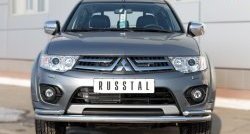 Защита переднего бампера (2 трубыØ63 и 42 мм, нержавейка) SLITKOFF Mitsubishi (Митсубиси) L200 (л)  5 KK,KL (2015-2019) 5 KK,KL дорестайлинг