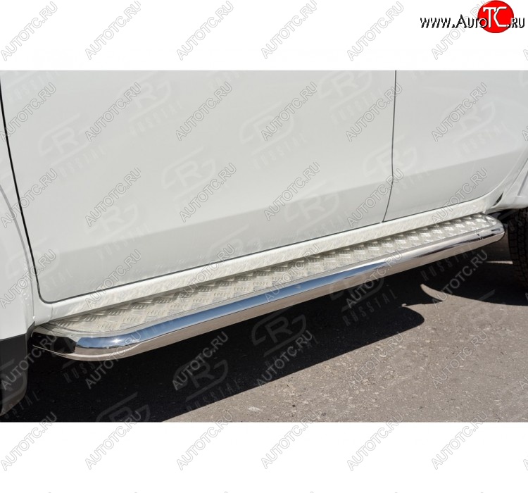 38 999 р. Порожки для ног (Ø63) SLITKOFF  Mitsubishi L200  5 KK,KL (2015-2019) дорестайлинг (лист - нержавейка, профиль - нержавейка)  с доставкой в г. Нижний Новгород