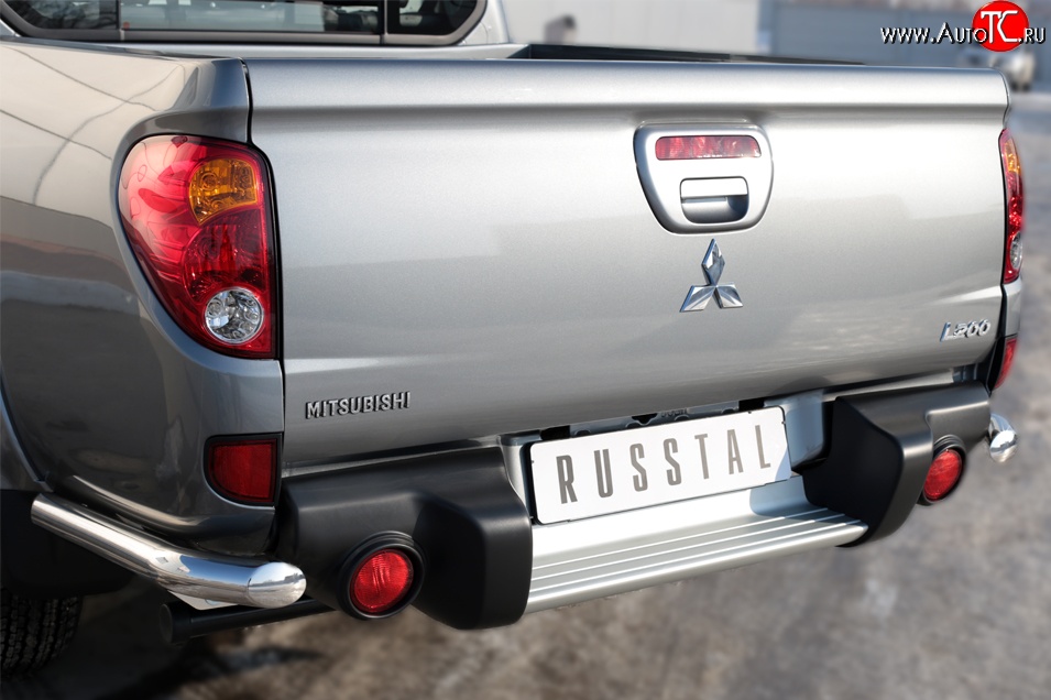 13 949 р. Защита заднего бампера (Ø63 мм уголки, нержавейка) SLITKOFF  Mitsubishi L200  5 KK,KL (2015-2019) дорестайлинг  с доставкой в г. Нижний Новгород