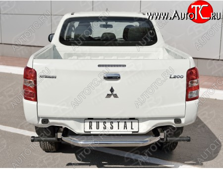 21 899 р. Защита заднего бампера (труба d63 с листом) SLITKOFF  Mitsubishi L200  5 KK,KL (2015-2019) дорестайлинг (Лист и профиль нержавейка)  с доставкой в г. Нижний Новгород