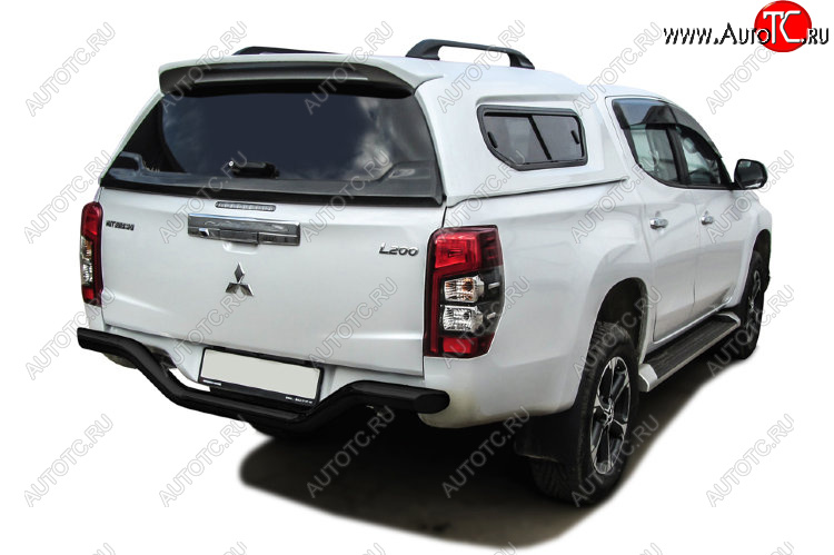 10 699 р. Защита заднего бампера Slitkoff (Ø 76 мм, без бампера)  Mitsubishi L200  5 KK,KL (2018-2022) рестайлинг (Сталь с полимерным покрытием. Цвет: черный)  с доставкой в г. Нижний Новгород