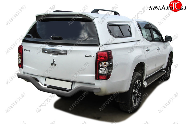 10 699 р. Защита заднего бампера Slitkoff (Ø 57 мм, без бампера)  Mitsubishi L200  5 KK,KL (2018-2022) рестайлинг (Сталь с полимерным покрытием. Цвет: серебристый)  с доставкой в г. Нижний Новгород