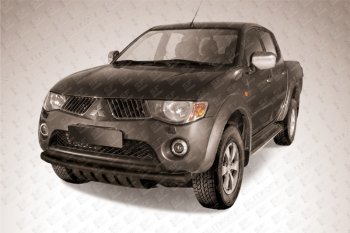 Защита переднего бампера d57+d57 двойная Mitsubishi (Митсубиси) L200 (л)  4 (2006-2014) 4  дорестайлинг