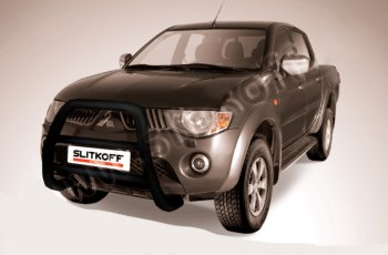 Защита переднего бампера Slitkoff (Ø76 мм, кенгурятник) Mitsubishi (Митсубиси) L200 (л)  4 (2006-2014) 4  дорестайлинг