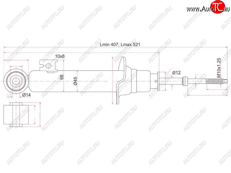 2 199 р. Амортизатор передний LH=RH SAT Mitsubishi Pajero Sport PB дорестайлинг (2008-2013)  с доставкой в г. Нижний Новгород