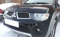 1 499 р. Сетка в решетку радиатора Russtal Mitsubishi L200 4  дорестайлинг (2006-2014) (черная)  с доставкой в г. Нижний Новгород. Увеличить фотографию 4